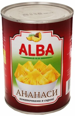 Ананаси (Alba Food) конс шматочки 580мл з/б (24)